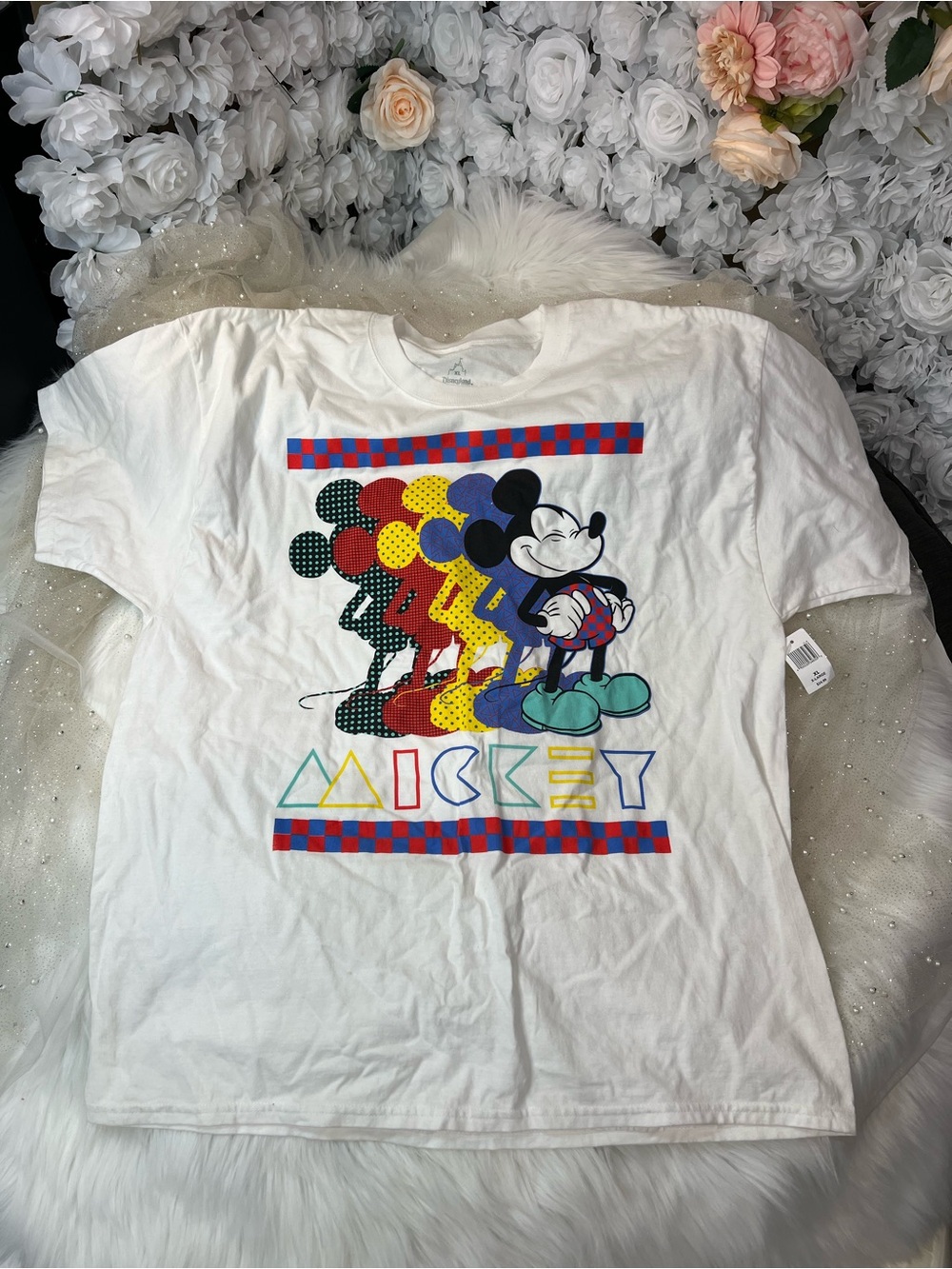 White Mickey Mouse Graphic Tee for Adults